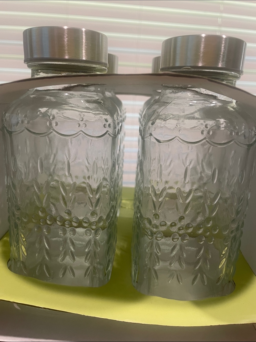 Gourmet Kitchen Clear Glass 12 Ounce Bottle with Metal Lid (Set - 4 Pack) - Picture 3 of 4